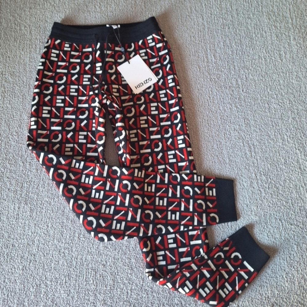 NWT- Kenzo Logo Print Jaquard Knit Joggers